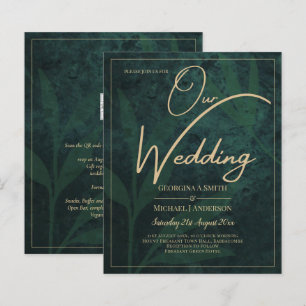 Papier Faire-part de mariage LeahG Emerald Forest Vert Or