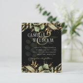 Papier Faire-part de mariage LeahG Greenery Leaves Black  (Debout devant)