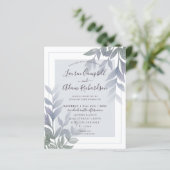 Papier Faire-part de mariage lilas violet feuillage budge (Debout devant)
