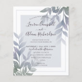 Papier Faire-part de mariage lilas violet feuillage budge (Devant)