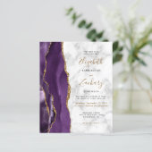 Papier Faire-part de mariage Marbre Agate Or Violet Budge (Debout devant)