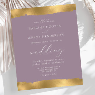 Papier Faire-part de mariage Mauve bordure Gold Budget