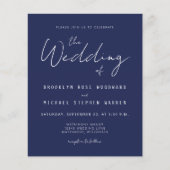 Papier Faire-part de mariage minimal bleu marine script (Devant)