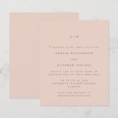 Papier Faire-part de mariage minimal monogramme rose (Devant / Derrière)