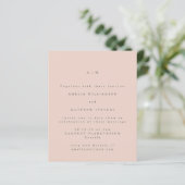 Papier Faire-part de mariage minimal monogramme rose (Debout devant)
