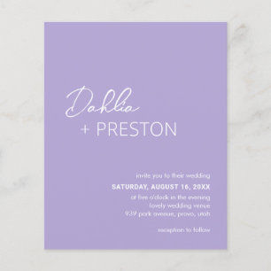 Papier Faire-part de mariage minimaliste lilas moderne à