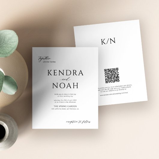 Papier Faire-part de mariage moderne à budget noir et bla