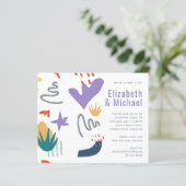 Papier Faire-part de mariage moderne abstrait violet vert (Debout devant)