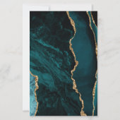 Papier Faire-part de mariage moderne agate sarcelle or bu (Dos)