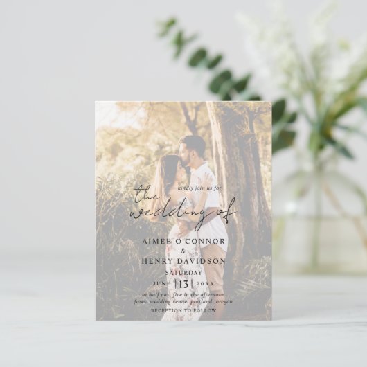 Papier Faire-part de mariage moderne avec écriture rustiq (Debout devant)