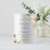 Papier Faire-part de mariage moderne doré eucalyptus arge (Debout devant)