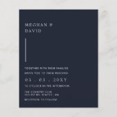 Papier Faire-Part de Mariage Moderne Simple Bleu Marine à (Devant)