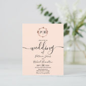 Papier Faire-part de mariage Monogram Peach Rose à petit (Debout devant)