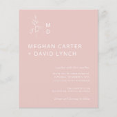 Papier Faire-part de mariage Monogramme Botanique Blush B (Devant)