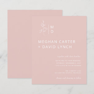 Papier Faire-part de mariage Monogramme Botanique Blush B