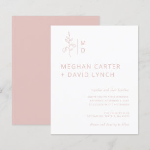 Papier Faire-part de mariage Monogramme Botanique Blush B