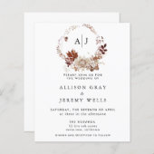 Papier Faire-part de mariage Monogramme d'automne (Devant / Derrière)