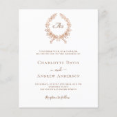 Papier Faire-part de mariage monogramme de couronne d'or  (Devant)