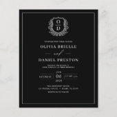 Papier Faire-part de mariage Monogramme de crête noire Bu (Devant)