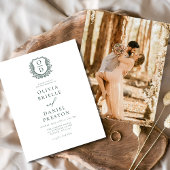 Papier Faire-part de mariage Monogramme de crête verte Bu