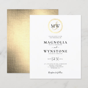 Papier Faire-part de mariage Monogramme Or Budget