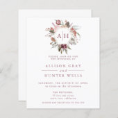 Papier Faire-part de mariage Monogramme Rose poussiéreux (Devant / Derrière)