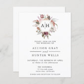 Papier Faire-part de mariage Monogramme Rose poussiéreux (Devant / Derrière)