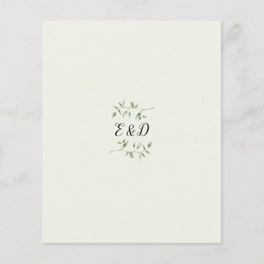 Papier Faire-part de mariage Monogramme vert budget (Dos)