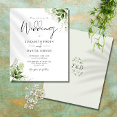 Papier Faire-part de mariage Monogramme vert budget