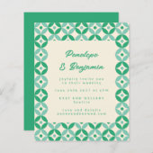 Papier Faire-part de mariage Motif Vert Bleu Rétro (Devant / Derrière)