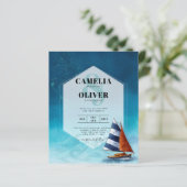 Papier Faire-part de mariage nautique avec voilier (Debout devant)
