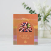 Papier Faire-part de mariage NIKAH Orange Gold PHOTO (Debout devant)