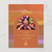 Papier Faire-part de mariage NIKAH Orange Gold PHOTO (Devant)