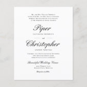Papier Faire-part de mariage noir de script cursive budgé (Devant)