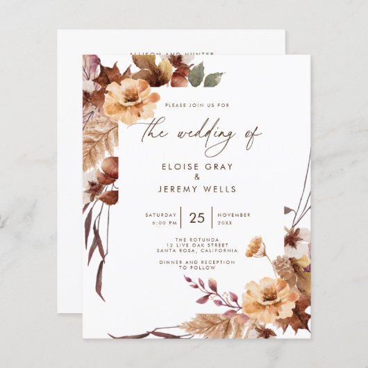 Papier Faire-part de mariage | novembre (Devant / Derrière)