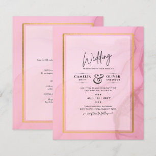 Papier Faire-part de mariage ombré rose doré LeahG Blush