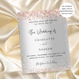 Papier Faire-part de mariage or rose parties scintillant