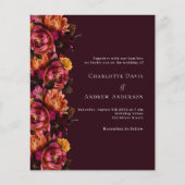 Papier Faire-part de mariage orange rose bordeaux (Devant)