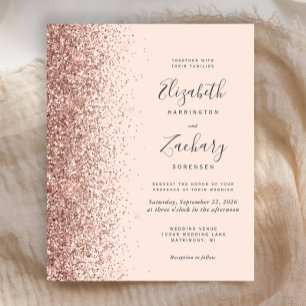 Papier Faire-part de mariage pailleté rose gold et rose b