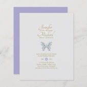 Papier FAIRE-PART DE MARIAGE papillon de la Lavande BUDGE (Devant / Derrière)
