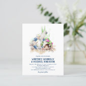 Papier Faire-part de mariage pas cher au bord de la mer (Debout devant)