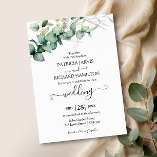 Papier Faire-part de mariage pas cher avec verdure d'euca