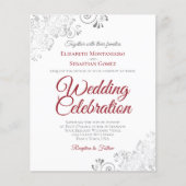 Papier Faire-part de mariage pas cher 'dentelle argentée (Devant)