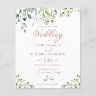 Papier Faire-part de mariage pas cher Eucalyptus Rose Gol