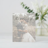 Papier Faire-part de mariage photo à budget script rustiq (Debout devant)