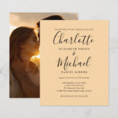 Papier Faire-Part de Mariage Photo avec Texte Champagne É (Devant / Derrière)