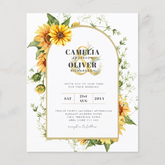 Papier Faire-part de mariage photo avec tournesol (Devant)