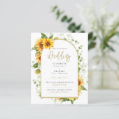 Papier Faire-part de mariage photo avec tournesols (Debout devant)