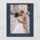 Papier Faire-part de mariage photo bleu marine (Devant)