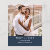 Papier Faire-part de mariage photo bleu marine (Dos)